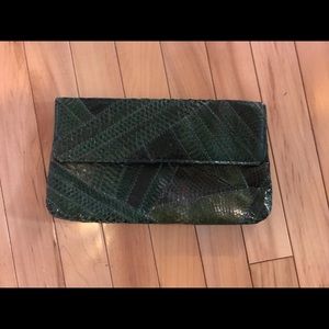 Sold - Green snakeskin clutch